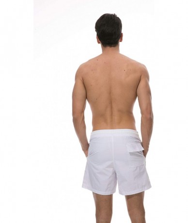 Trunks Men's Swim Trunks Quick Dry Beach Shorts with Pockets - Es12-white - CE18RE2KLEM $32.96