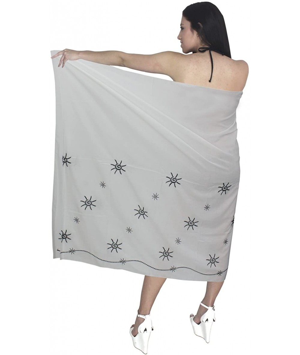 Cover-Ups Women's Sarong Wrap Swimwear Cover Up Beach Skirt Yoga Mats Embroidered - Ghost White_o535 - CC12BE7YMCL $28.34