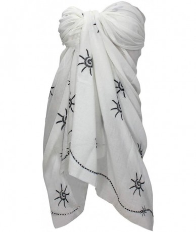 Cover-Ups Women's Sarong Wrap Swimwear Cover Up Beach Skirt Yoga Mats Embroidered - Ghost White_o535 - CC12BE7YMCL $28.34