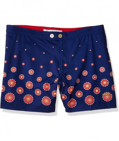 Trunks Men's Lido Engineered Print Swim Short - Steering Wheel Navy - CE182A46YX7 $65.68