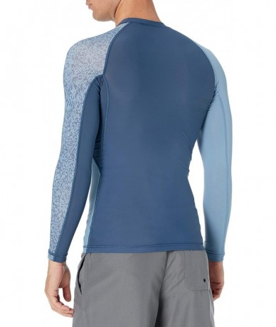 Rash Guards Men's Lido Block Long Sleeve Rashguard - Wrecked Indigo - CA183QU9S8I $35.20