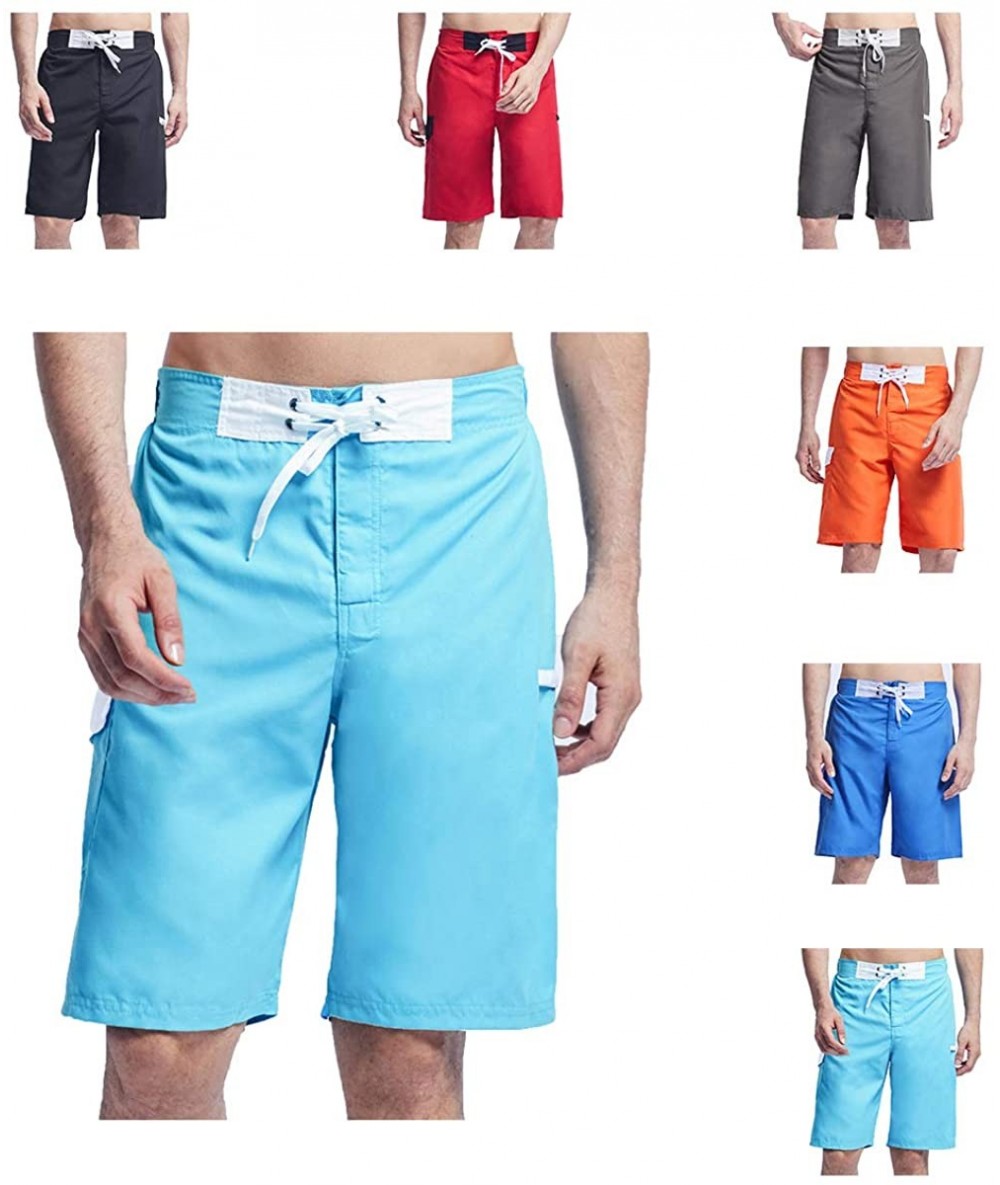 Trunks Men's Swim Trunks Quick Dry Beach Shorts Bathing Suits with Pockets - B-light Blue - CH18UNA4L4Z $44.84