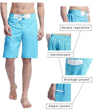 Trunks Men's Swim Trunks Quick Dry Beach Shorts Bathing Suits with Pockets - B-light Blue - CH18UNA4L4Z $44.84