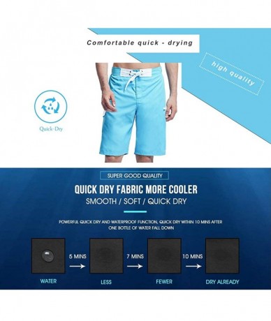 Trunks Men's Swim Trunks Quick Dry Beach Shorts Bathing Suits with Pockets - B-light Blue - CH18UNA4L4Z $44.84