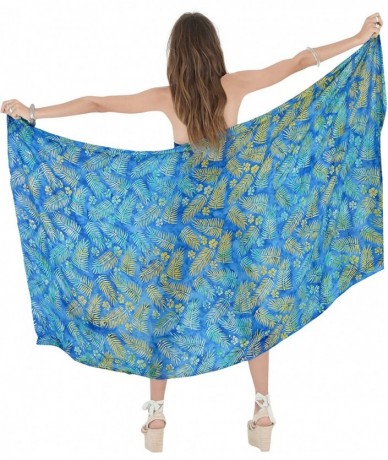 Cover-Ups Women One Size Summer Beach Wrap Cover Up Maxi Skirt Sarong Full Long E - Blue_k27 - CW129WXBYWF $27.71