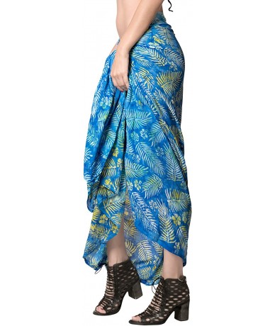 Cover-Ups Women One Size Summer Beach Wrap Cover Up Maxi Skirt Sarong Full Long E - Blue_k27 - CW129WXBYWF $27.71