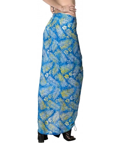 Cover-Ups Women One Size Summer Beach Wrap Cover Up Maxi Skirt Sarong Full Long E - Blue_k27 - CW129WXBYWF $27.71