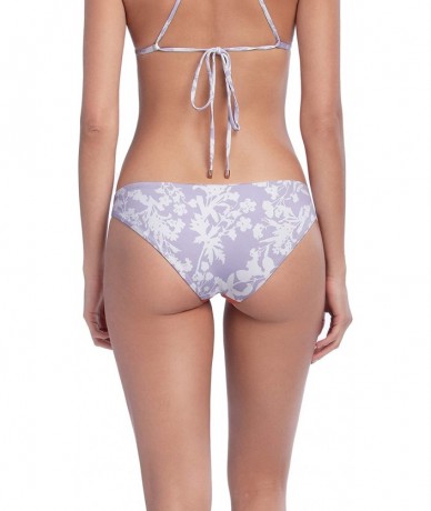 Tankinis Women's Small Ring Reversible Signature Cut Bikini Bottom Swimsuit - Little Lilly Lilac White Geo Floral - CC18R7SXC...