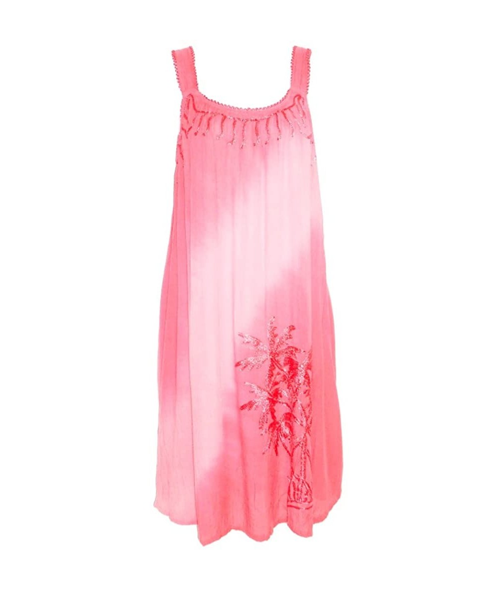 Cover-Ups Embroidered Dress/Cover Up Diagonal Ombre. SM-3XL - Coral - CJ180I62QCD $46.88