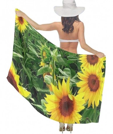 Cover-Ups Women's Swimwear Cover Ups- Summer Vacation Beach Sarong Soft Shawl Wrap - Sunflowers Patterned - CM19C4KA8KE $45.95