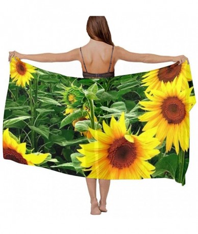 Cover-Ups Women's Swimwear Cover Ups- Summer Vacation Beach Sarong Soft Shawl Wrap - Sunflowers Patterned - CM19C4KA8KE $45.95