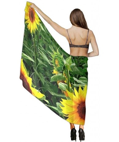 Cover-Ups Women's Swimwear Cover Ups- Summer Vacation Beach Sarong Soft Shawl Wrap - Sunflowers Patterned - CM19C4KA8KE $45.95