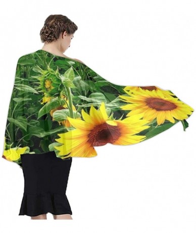 Cover-Ups Women's Swimwear Cover Ups- Summer Vacation Beach Sarong Soft Shawl Wrap - Sunflowers Patterned - CM19C4KA8KE $45.95