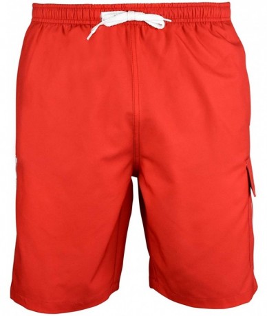 Trunks Piped Guard Swim Trunks - Red - CO18L4Q3G72 $44.95