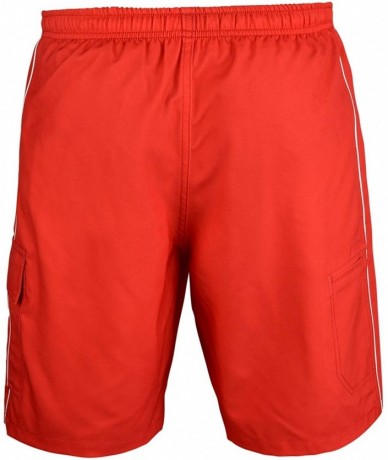 Trunks Piped Guard Swim Trunks - Red - CO18L4Q3G72 $44.95