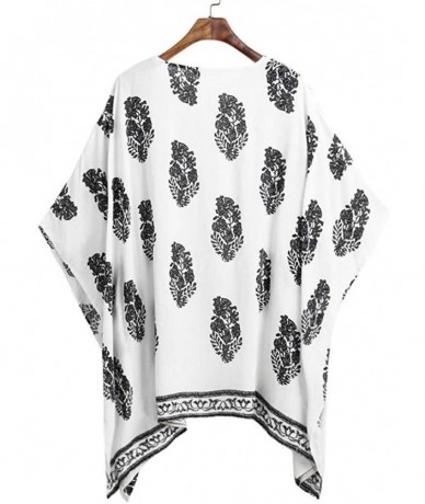 Cover-Ups Womens Kimono Cardigan- Boho Loose Half Sleeve Cover Up Smock Tops Blouses - 2 White - C918TQEDY6W $29.62