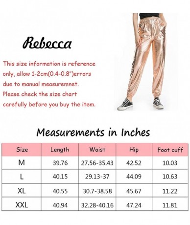 Sets Women's Metallic Shiny Jogger Pants Holographic Hip Hop Sweatpant Tap. - Rose Gold - C018Z3O94X4 $25.64