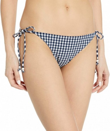 Bottoms Women's Classic Navy Gingham Clean Triangle Bottom - Navy/White Combo - CA1865TIC9Y $34.10