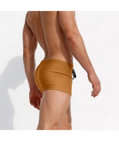 Briefs Men's Quick Dry Square Leg Swimsuit Casual Swimming Short Bathing Suit Beach Briefs - Khaki - CS18NTGUCC4 $31.27