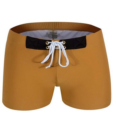 Briefs Men's Quick Dry Square Leg Swimsuit Casual Swimming Short Bathing Suit Beach Briefs - Khaki - CS18NTGUCC4 $31.27