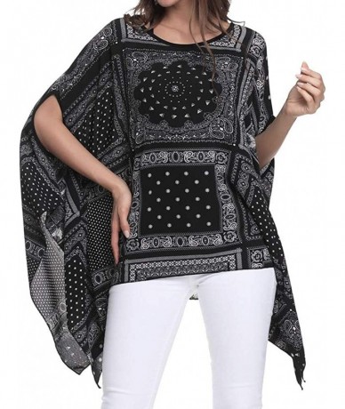 Cover-Ups Women's Floral Printed Chiffon Caftan Poncho Tunic Top - A-10033 - CH18RSWXRNH $26.52