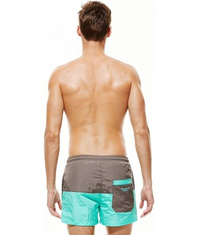 Trunks Men's Swim Trunks Quick Dry 3D Printed Beach Shorts with Pockets - 81307 Brown Blue - C618TANH8XR $46.22