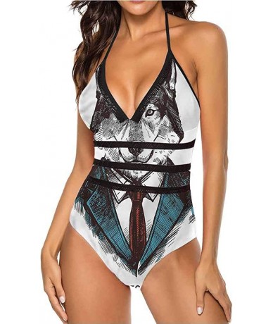 Tops Women's Strappy Swimwear Princess Portrait Frame Great for Pool Party - Multi 15 - CZ19C24RRK4 $75.15