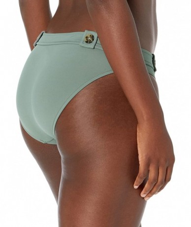 Tankinis Women's Hipster Bikini Bottom Swimsuit with Button Detail - Active Olive Leaf - CU18XU4UZND $83.54