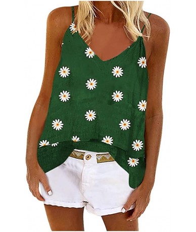 Board Shorts Womens Deep V Neck Wrap Spaghetti Strap Tank Tops Summer Sleeveless Shirts Blouses - Green_2 - CS198R73SO6 $30.04