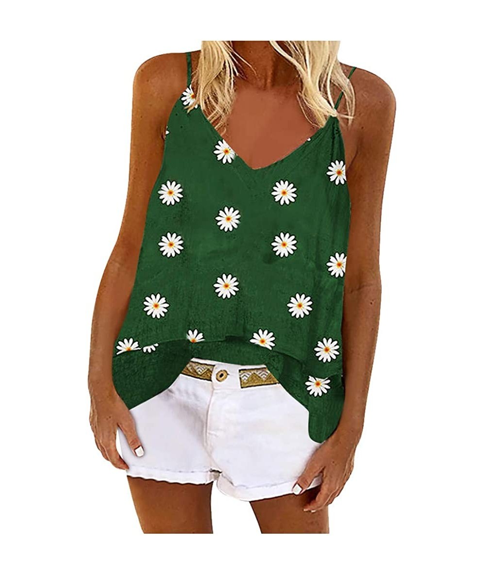 Board Shorts Womens Deep V Neck Wrap Spaghetti Strap Tank Tops Summer Sleeveless Shirts Blouses - Green_2 - CS198R73SO6 $30.04