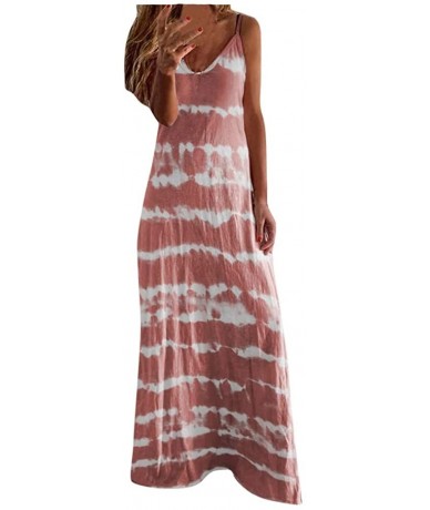 Cover-Ups Women's Tank Maxi Dress Summer Casual Bohemian Spaghetti Strap Sleeveless Printed Long Maxi Dress Beach Sundress - ...