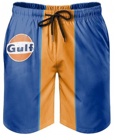 Trunks Mens Gulf Racing Retro Short Pants Summer - Orange Gulf Shorts - White4 - CG19E4OUCAO $38.96