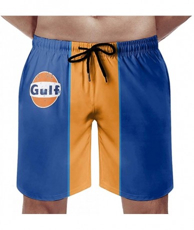 Trunks Mens Gulf Racing Retro Short Pants Summer - Orange Gulf Shorts - White4 - CG19E4OUCAO $38.96