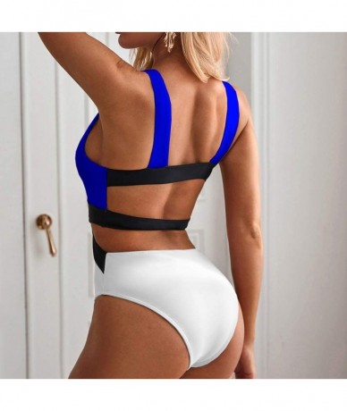 One-Pieces One Piece Monokini Hollow Out Bandage Jumpsuit Push-Up Beach Bikini Bathing Suits Beachwear Swimwear - Blue - CP19...