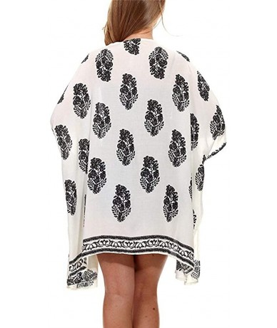 Cover-Ups Womens Kimono Cardigan- Boho Loose Half Sleeve Cover Up Smock Tops Blouses - 2 White - C918TQEDY6W $29.62