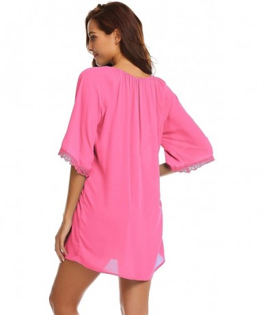 Cover-Ups Cover Ups for Swimwear Women Beach Coverups Top Chiffon Bathing Suit Beach Dress - Pink - CC18S60SAWK $35.53