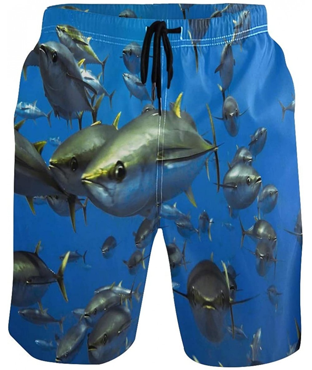 Board Shorts Mens Surfing Shorts Monkey Banana Shoot Swim Trunks Shorts - Marine Tuna - CR18W9ECUGW $50.67