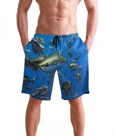 Board Shorts Mens Surfing Shorts Monkey Banana Shoot Swim Trunks Shorts - Marine Tuna - CR18W9ECUGW $50.67