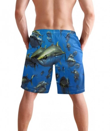 Board Shorts Mens Surfing Shorts Monkey Banana Shoot Swim Trunks Shorts - Marine Tuna - CR18W9ECUGW $50.67