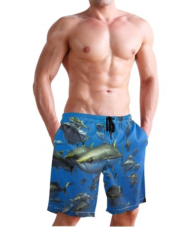 Board Shorts Mens Surfing Shorts Monkey Banana Shoot Swim Trunks Shorts - Marine Tuna - CR18W9ECUGW $50.67