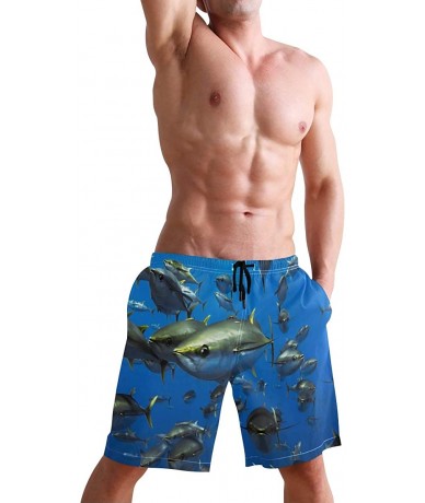 Board Shorts Mens Surfing Shorts Monkey Banana Shoot Swim Trunks Shorts - Marine Tuna - CR18W9ECUGW $50.67