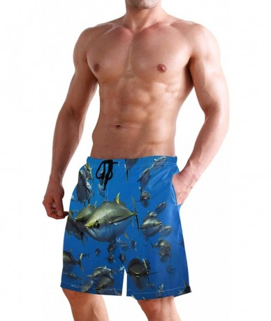 Board Shorts Mens Surfing Shorts Monkey Banana Shoot Swim Trunks Shorts - Marine Tuna - CR18W9ECUGW $50.67