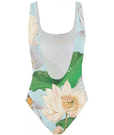 One-Pieces Women's Adjustable Strap One Piece Butterfly Swan Phoenix Fairy Monokini Swimsuit - Fish Koi - CX18R50SLQE $47.46