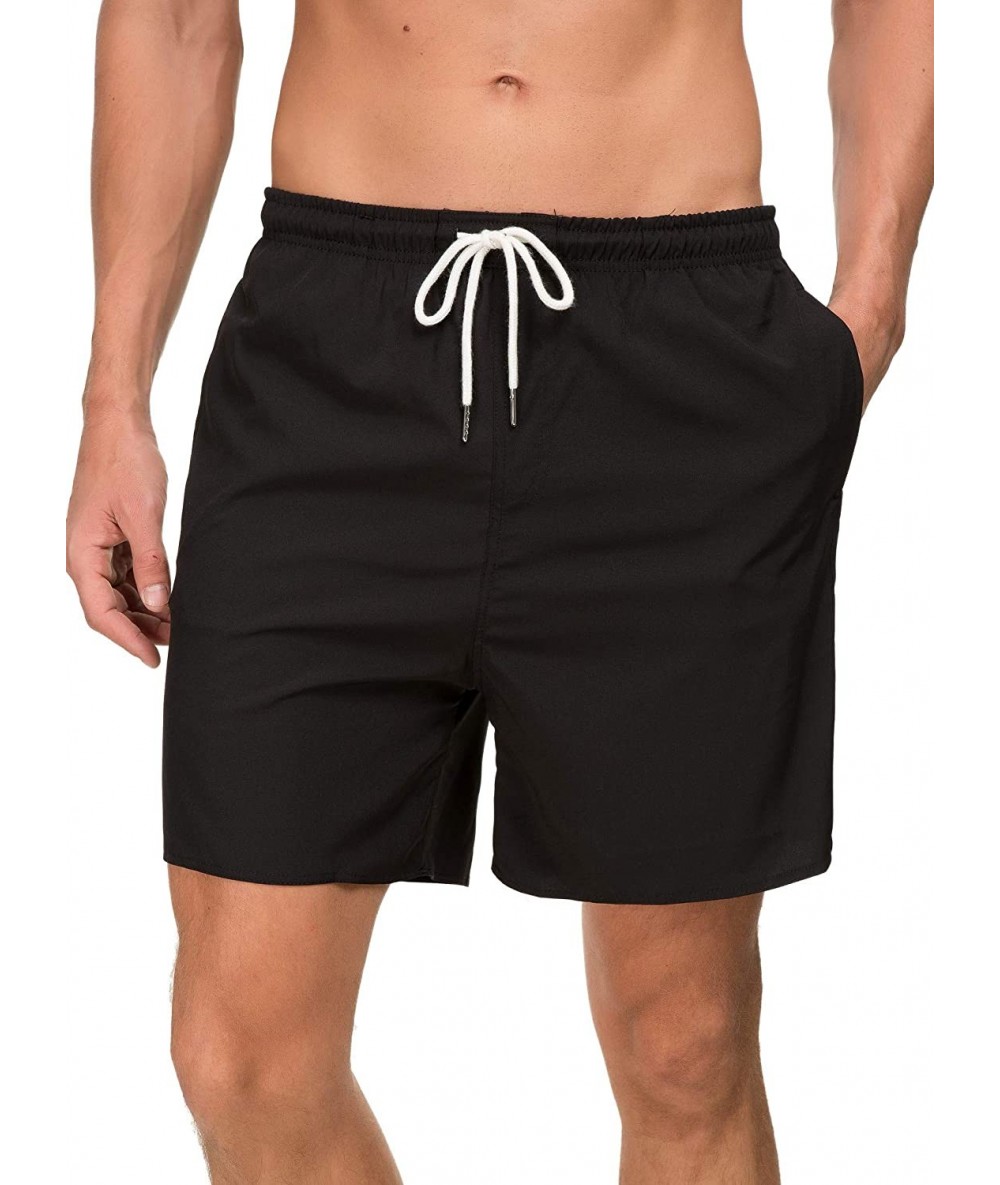 Trunks Men's Swim Trunks Quick Dry Beach Shorts with Pockets - Black - C618IK5DKOX $36.20