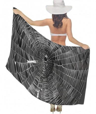 Cover-Ups Women Chiffon Scarf Sunscreen Shawl Wrap Swimsuit Cover Up Beach Sarongs - Spider Web - CS19C4IIN67 $46.87