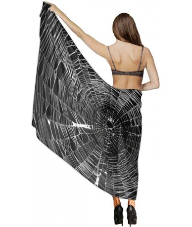 Cover-Ups Women Chiffon Scarf Sunscreen Shawl Wrap Swimsuit Cover Up Beach Sarongs - Spider Web - CS19C4IIN67 $46.87