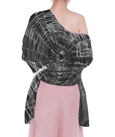 Cover-Ups Women Chiffon Scarf Sunscreen Shawl Wrap Swimsuit Cover Up Beach Sarongs - Spider Web - CS19C4IIN67 $46.87