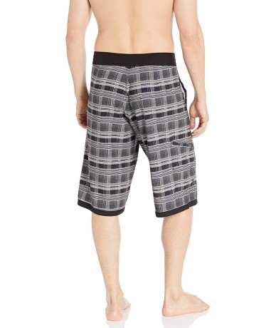 Board Shorts 13" Big and Tall Board Shorts - Long Beach Wear for Men - Plaid Grey - C611VTB2P45 $70.59