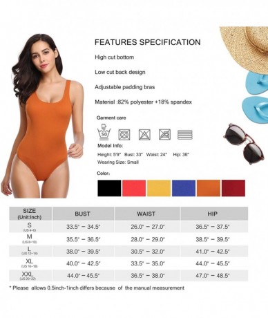 One-Pieces Women One Piece Swimsuit Low Cut Back Bathing Suit - Dark-orange - CT18IC3CM68 $58.21