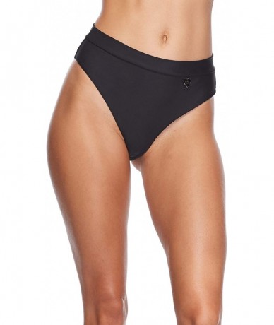 Bottoms Women's Smoothies Marlee High Waist Solid Bikini Bottom Swimsuit - Smoothie Black - C518Z05YI23 $77.94